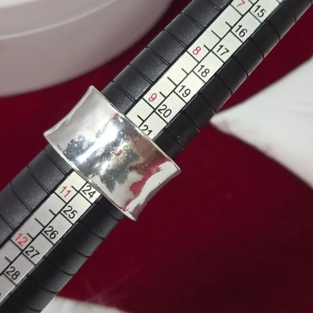 Vintage Silver Cross Ring Wide 13mm Band Antique Finish Faith Statement Size 9.5